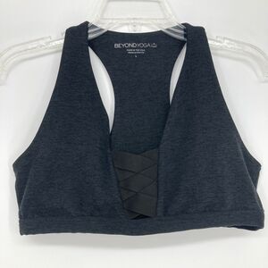 Beyond Yoga Spacedye Sports Bra LARGE Heather Gray Racerback Totally Woven